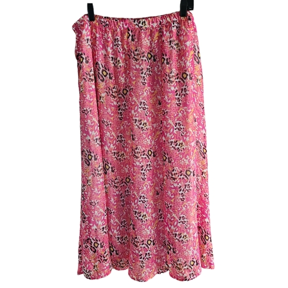 NWT Notations Women's Pink Flowy Skirt w/Built in Slip Size 1X - Picture 2 of 6